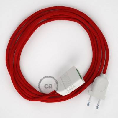 Fire Red Cotton fabric RC35 2P 10A Extension cable Made in Italy
