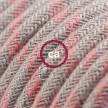 Ancient Pink Stripes Cotton and Natural Linen fabric RD51 2P 10A Extension cable Made in Italy