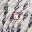 Anthracite Stripes Cotton and Natural Linen fabric RD54 2P 10A Extension cable Made in Italy