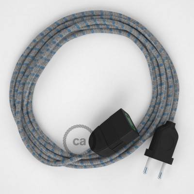 Blue Steward Stripes Cotton and Natural Linen fabric RD55 2P 10A Extension cable Made in Italy