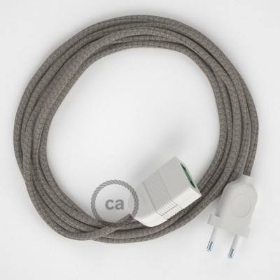 Thyme Green Diamond Cotton and Natural Linen fabric RD62 2P 10A Extension cable Made in Italy