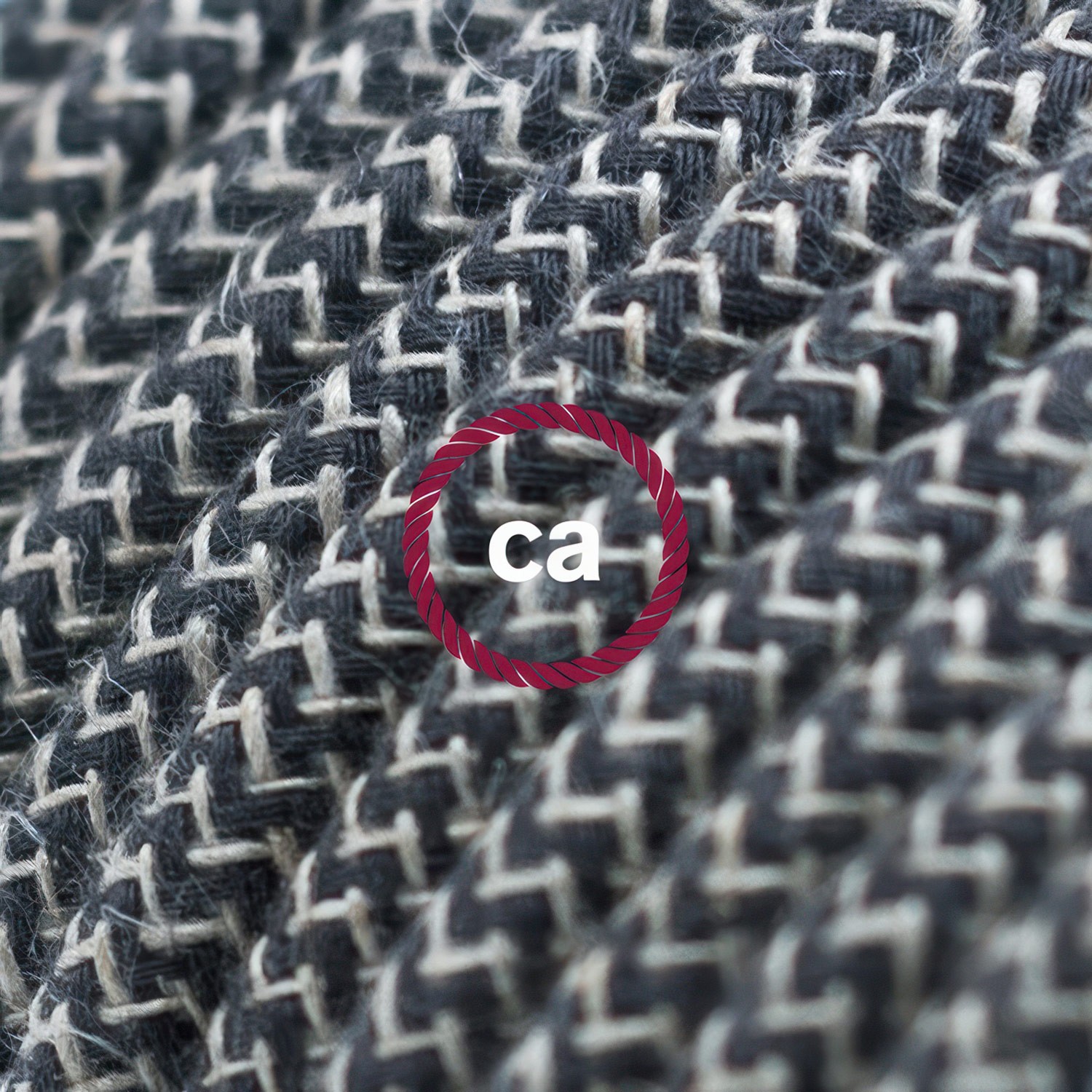 Anthracite ZigZag Cotton and Natural Linen fabric RD74 2P 10A Extension cable Made in Italy