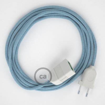 Blue Steward ZigZag Cotton and Natural Linen fabric RD75 2P 10A Extension cable Made in Italy