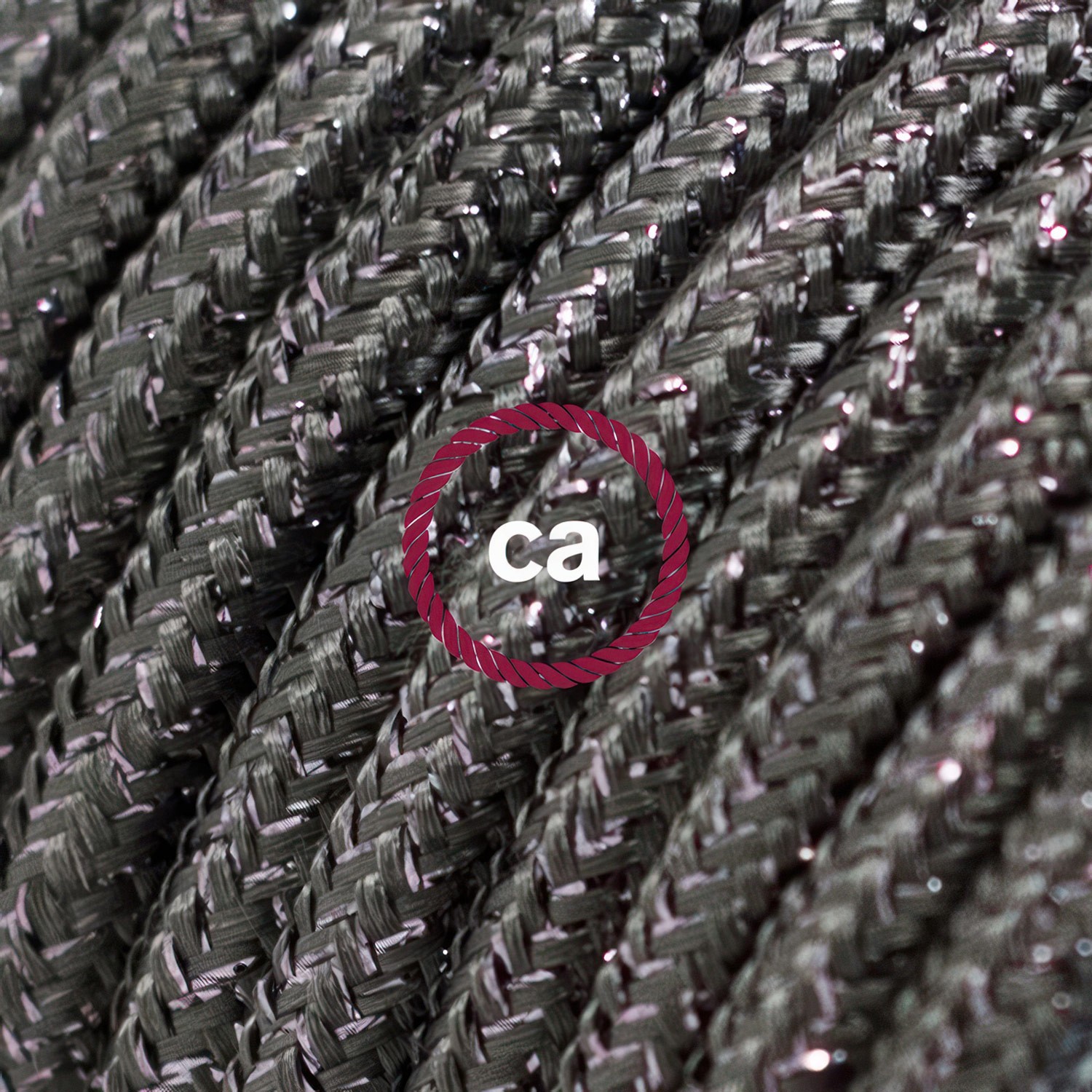 Sparkly Grey Rayon fabric RL03 2P 10A Extension cable Made in Italy