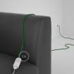 Alargador eléctrico con cable textil RL06 Efecto Seda Glitter Verde 2P 10A Made in Italy.