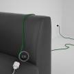 Alargador eléctrico con cable textil RL06 Efecto Seda Glitter Verde 2P 10A Made in Italy.