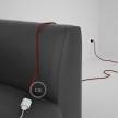Alargador eléctrico con cable textil RL09 Efecto Seda Glitter Rojo 2P 10A Made in Italy.