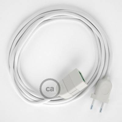 White Rayon fabric RM01 2P 10A Extension cable Made in Italy