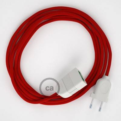 Alargador eléctrico con cable textil RM09 Efecto Seda Rojo 2P 10A Made in Italy.