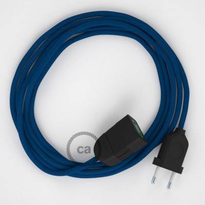 Alargador eléctrico con cable textil RM12 Efecto Seda Azul 2P 10A Made in Italy.