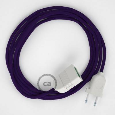 Purple Rayon fabric RM14 2P 10A Extension cable Made in Italy