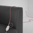 Alargador eléctrico con cable textil RP09 Efecto Seda Bicolor Blanco-Rojo 2P 10A Made in Italy.