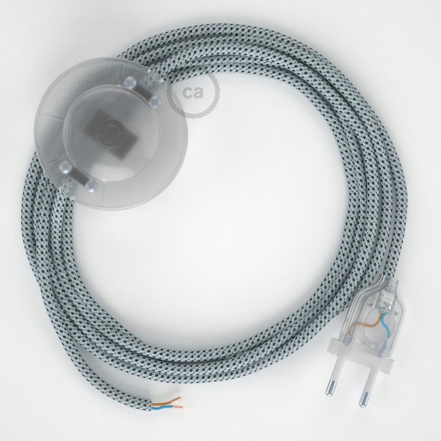 Cableado para lámpara de pie, cable RT14 Efecto Seda Stracciatella 3 m. Elige tu el color de la clavija y del interruptor!