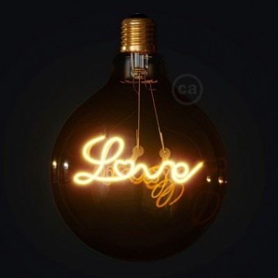 LED Golden Light Bulb for pendant lamp - Globe G125 Single Filament “Love” - 5W 250Lm E27 2000K Dimmable