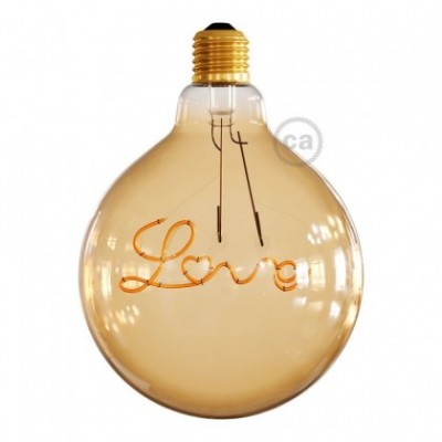 LED Golden Light Bulb for pendant lamp - Globe G125 Single Filament “Love” - 5W 250Lm E27 2000K Dimmable