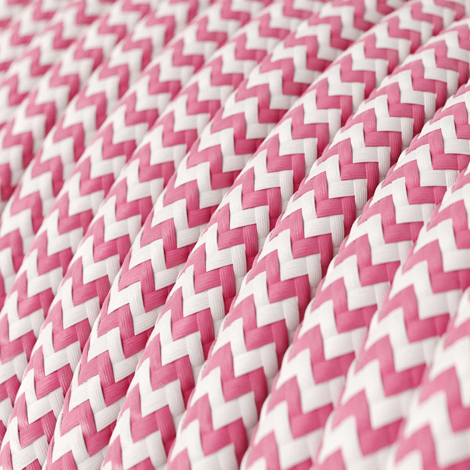 Round Electric Cable covered by Rayon fabric ZigZag RZ08 Fuchsia