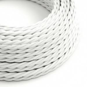 Twisted Electric Cable covered by Rayon solid color fabric TM01 White