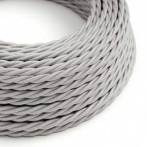 Twisted Electric Cable covered by Rayon solid color fabric TM02 Silver