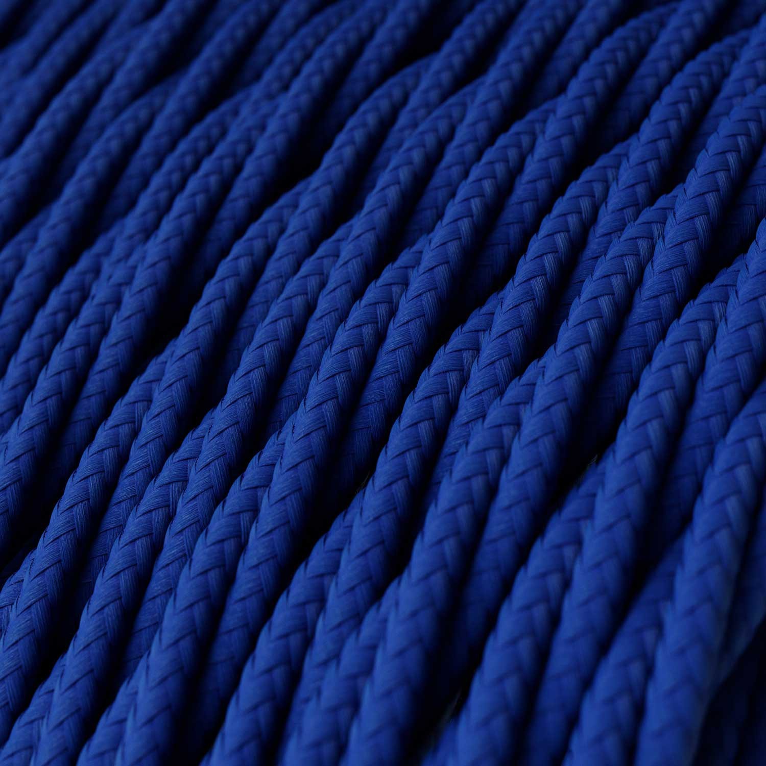 Twisted Electric Cable covered by Rayon solid color fabric TM12 Blue