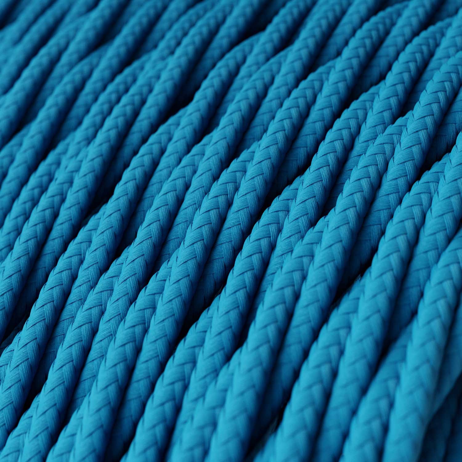 Twisted Electric Cable covered by Rayon solid color fabric TM11 Cyan