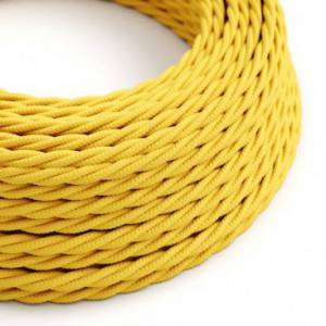 Cable Eléctrico Trenzado Recubierto en tejido Efecto Seda Color Sólido, Amarillo TM10