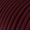 Round Electric Cable covered by Rayon solid color fabric RM19 Burgundy