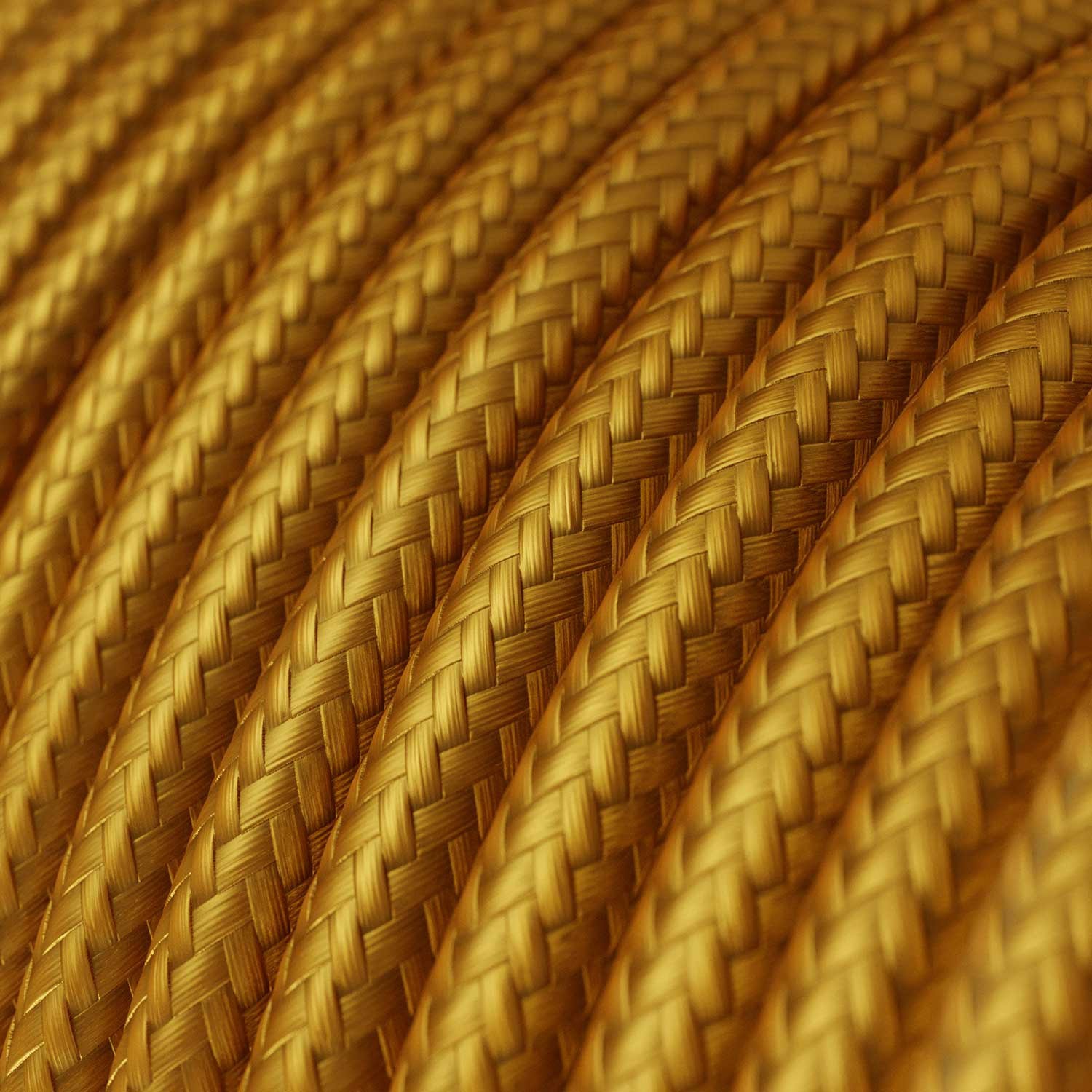 Cable Eléctrico Redondo Recubierto en tejido Efecto Seda Color Sólido, Dorado RM05