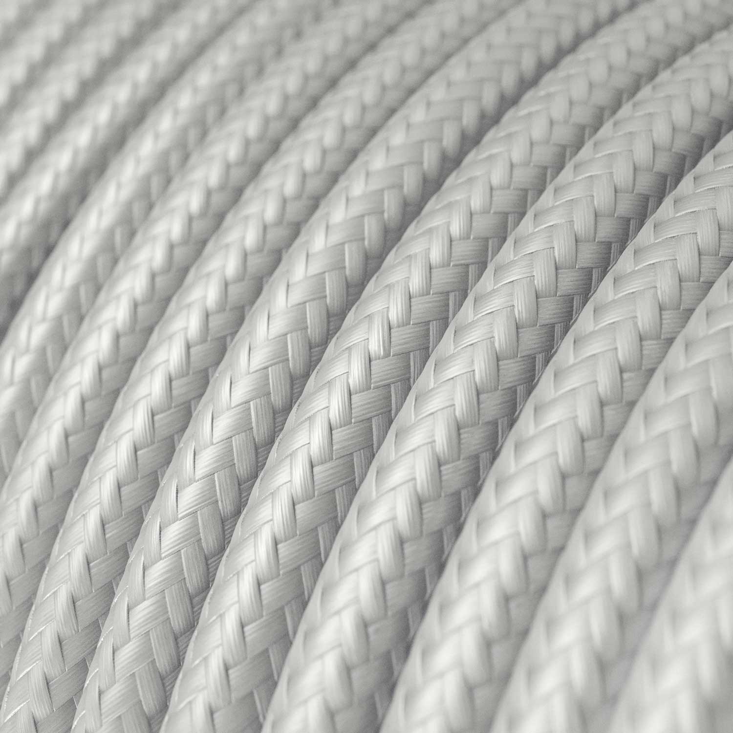 Round Electric Cable covered by Rayon solid color fabric RM02 Silver