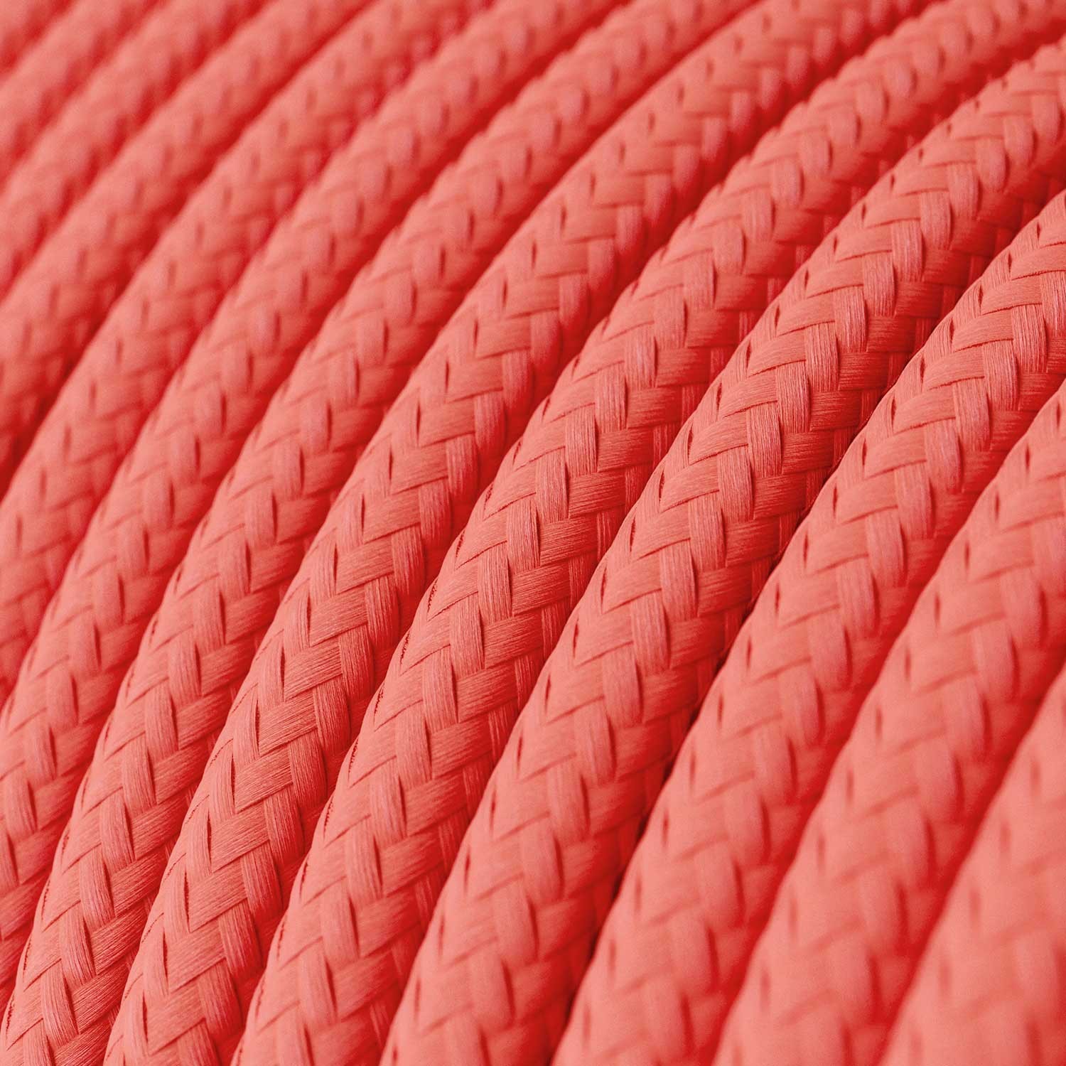 Cable Eléctrico Redondo Recubierto en tejido Efecto Seda Color Sólido, Fuchsia Fluo RF08