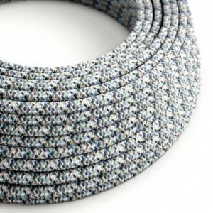 Round Electric Cable covered by rayon fabric RX04 Pixel Ice