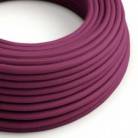 Round Electric Cable covered by Cotton solid color fabric RC32 Burgundy
