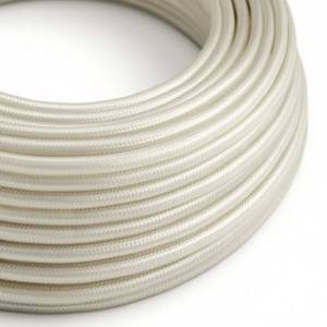 Cable Eléctrico Redondo Recubierto en tejido Efecto Seda Color Sólido, Marfil RM00