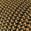 Round Electric Cable covered in Rayon - ZigZag Gold and Black RZ24