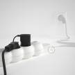 German Power Strip with electrical cable covered in rayon White fabric RM01 and Schuko plug with confort ring