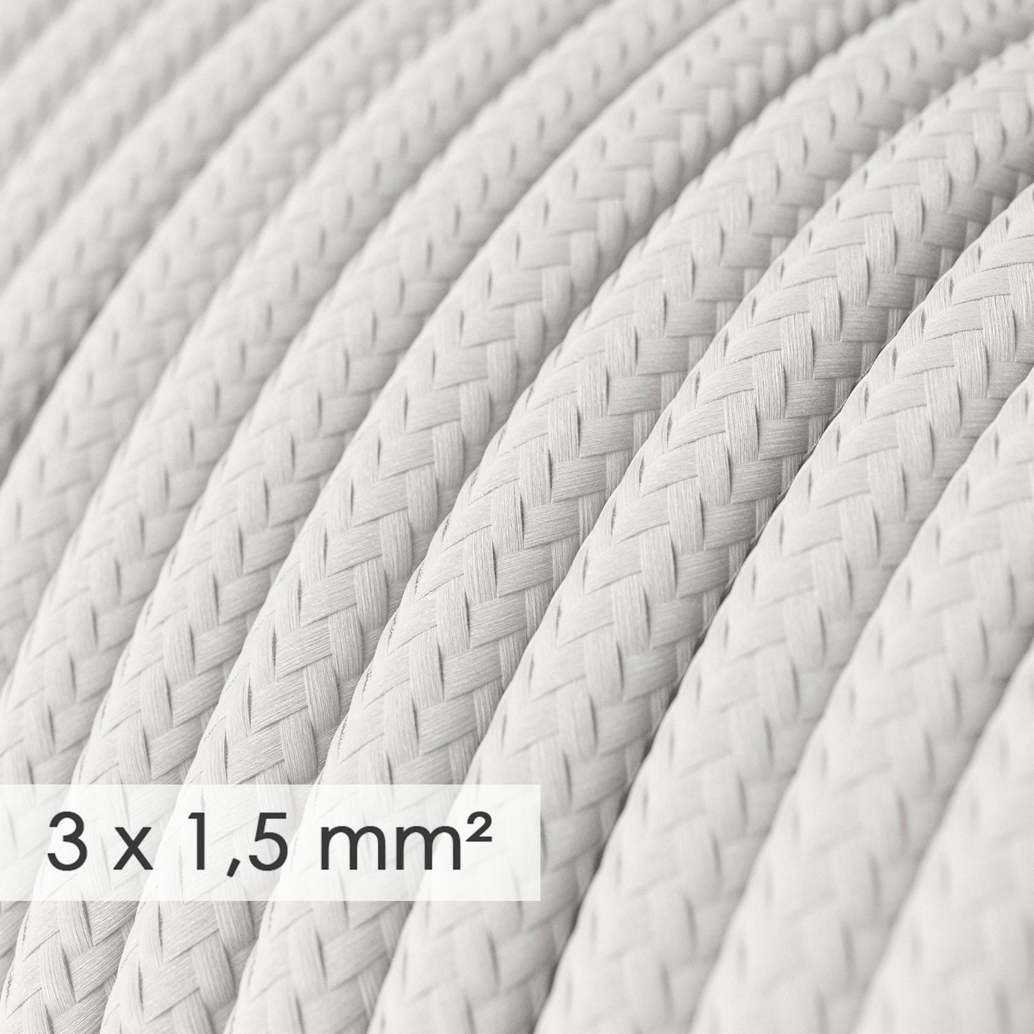 Multienchufe alemán con cable en tejido efecto seda Blanco RM01 y clavija Schuko con anillo comfort