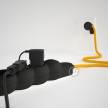 German Power Strip with electrical cable covered in rayon Yellow fabric RM10 and Schuko plug with confort ring