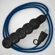 Multienchufe alemán con cable en tejido efecto seda Azul RM12 y clavija Schuko con anillo comfort