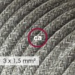 Multienchufe francés con cable en Lino Natural Gris RN02 y clavija Schuko con anillo comfort