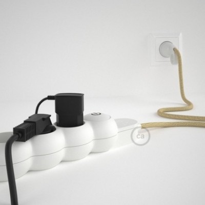 French Power Strip with electrical cable covered in Jute RN06 and Schuko plug with confort ring