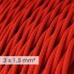 Cable electrico de sección grande 3x1,50 trenzado - Tejido Efecto Seda Rojo TM09