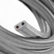 Electric cable for String Lights, covered by Rayon fabric Silver CM02