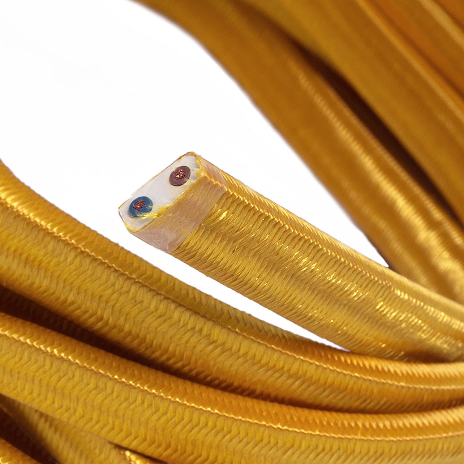 Cable eléctrico para guirnalda revestido en tejido Dorado CM05