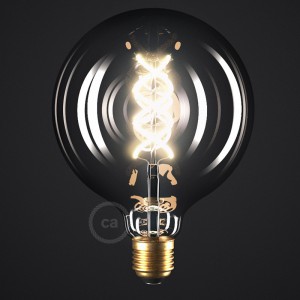 LED Smoky Light Bulb - Globe G125 Curved Spiral Filament - 5W 150Lm E27 2000K Dimmable