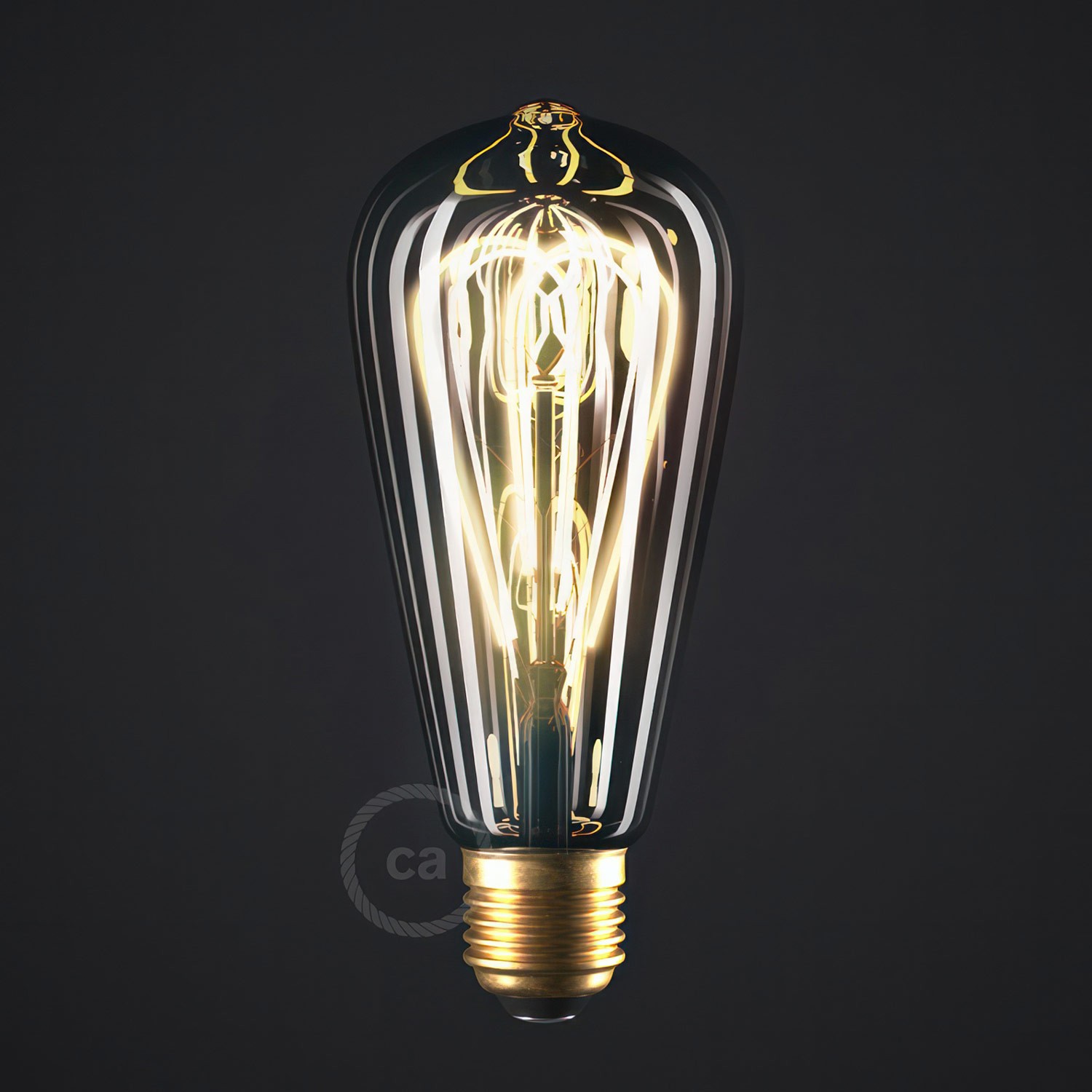 LED Smoky Light Bulb - Edison ST64 Curved Double Loop Filament - 5W 150Lm E27 2000K Dimmable