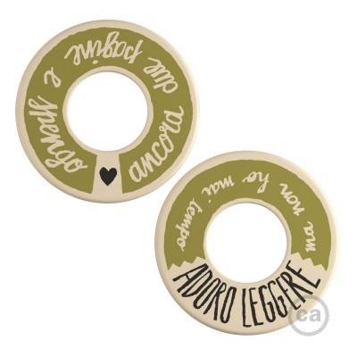 MINI-UFO: reversible wooden disk READING BALLSH*T collection, subject ADORO LEGGERE + DUE PAGINE