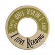 MINI-UFO: disco de madera reversible READING BALLSH*T colección, tema 2 PAGES + LOVE READING