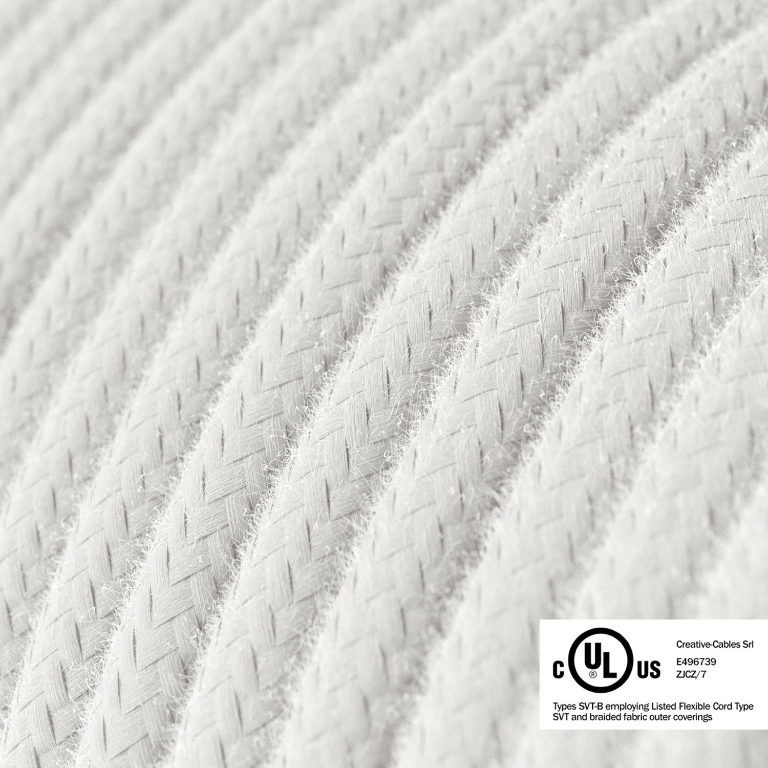 Cable eléctrico redondo en bobina de 45.72 mts (150 pies) RC01 Algodón Blanco - Homologado UL