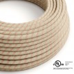 Cable eléctrico redondo en bobina de 45.72 mts (150 pies) RD51 Algodón y Lino Natural Stripes Rosa Antico - Homologado UL