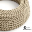 Round Electric Cable 150 ft (45,72 m) coil RD53 Stripes Bark Cotton and Natural Linen - UL listed