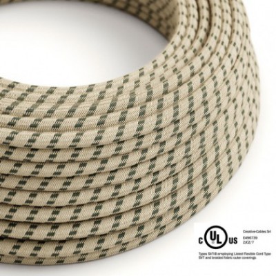 Round Electric Cable 150 ft (45,72 m) coil RD54 Stripes Anthracite Cotton and Natural Linen - UL listed